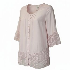 Soft Surroundings Blush Pink Lace Detail Cottagecore Prairie Country Shabby Chic